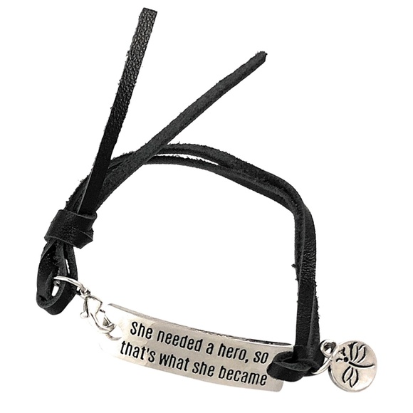 She Needed a Hero So That's What She Became Inspirational Saying Bracelet - Picture 3 of 5